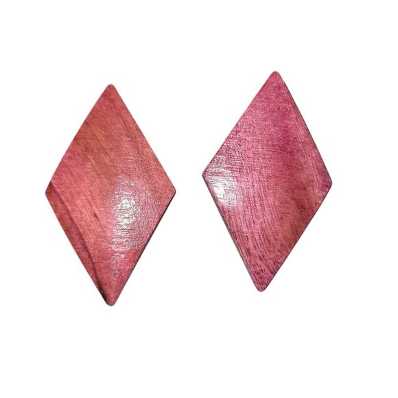 Elegant Pink Wooden Earrings - Picture 1 of 3
